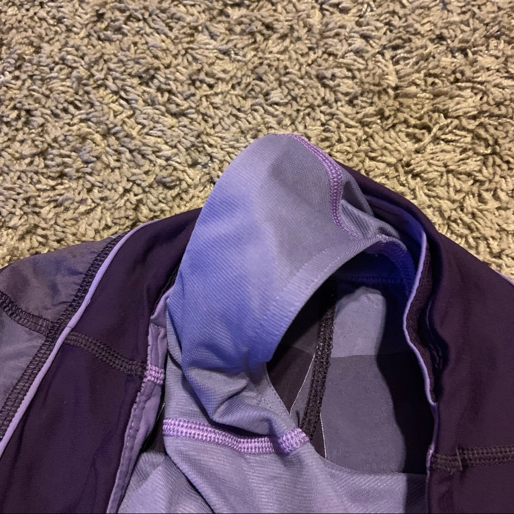 Lululemon purple plaid speed up shorts size 2